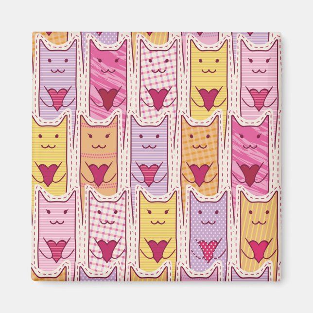 Íman Gatos Bons com Corações Adoráveis (Frente)