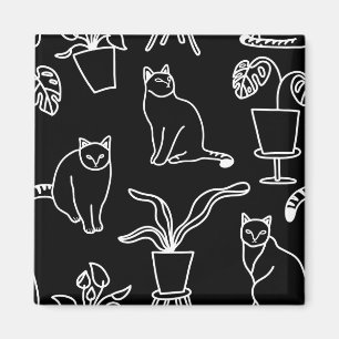 Íman Gatos brancos em preto
