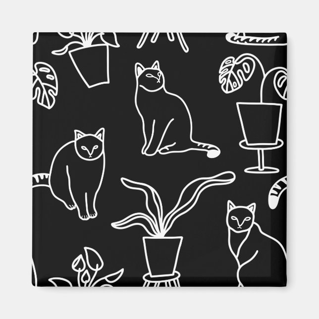 Íman Gatos brancos em preto (Frente)