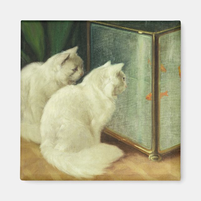 Íman Gatos Brancos Vendo Peixe-Sol (Frente)