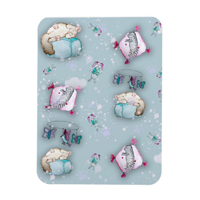 Íman Gatos-cama e seus gatinhos-dormindo, de padrão aqu (Vertical)