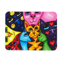 Íman Gatos Coloridos e Bonitos, pintura original