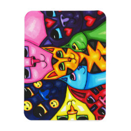 Íman Gatos Coloridos e Bonitos, pintura original