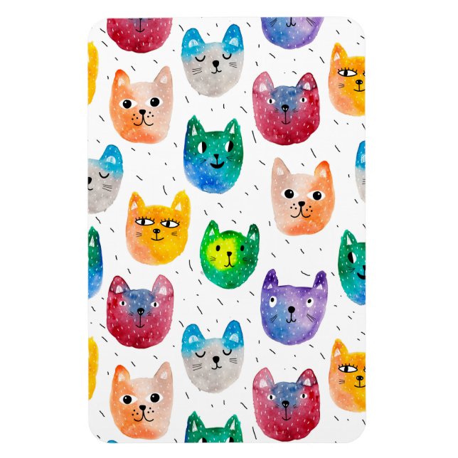 Íman Gatos com aquarelas e amigos (Vertical)
