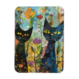 Íman Gatos De Boho Watercolor - Arte Felina Terrestre (
