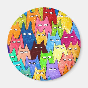 Íman Gatos de Desenho Animado Engraçados Desenho a Lápi