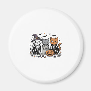 Íman Gatos de Esqueleto Fofo de Halloween Gravura Vinta