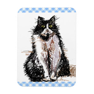 Íman Gatos de Gato Tuxedo Desenho Preto e Branco