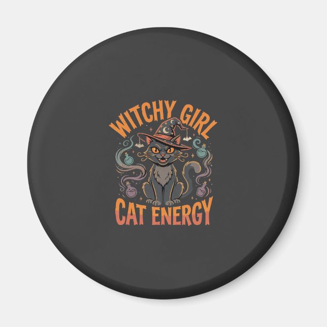Íman Gatos de Halloween Bruxas Vibes (Frente)
