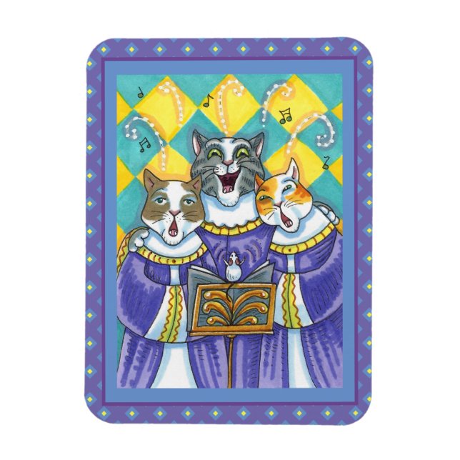 ÍMAN  GATOS DE IGREJA E GATOS DE NATAL CANTANDO MOUSE (Vertical)