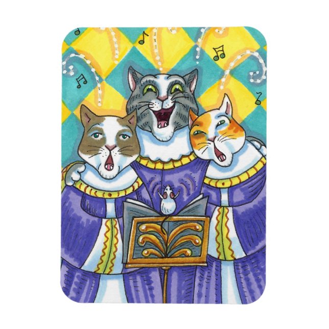 ÍMAN  GATOS DE IGREJA E GATOS DE NATAL CANTANDO MOUSE (Vertical)