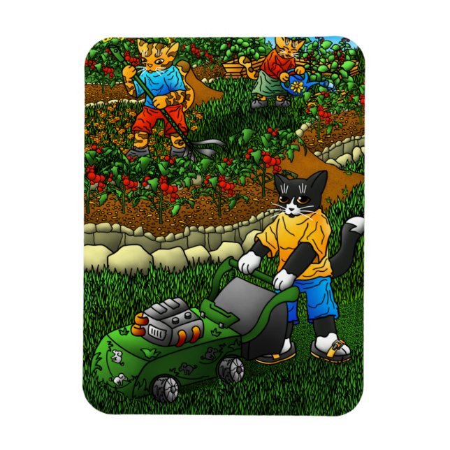 Íman Gatos De Jardinagem De Verão (Vertical)