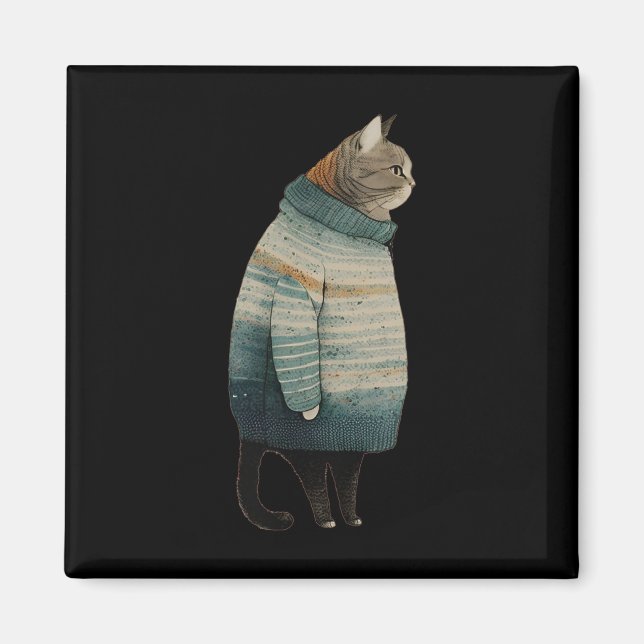 Íman Gatos De Natal Divertimos Gatinho Gato De Cinza De (Frente)