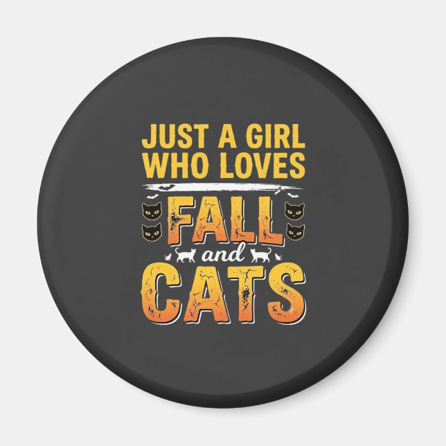 Íman Gatos de Outono Design de Halloween para Meninas_1 (Frente)