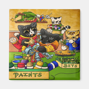 Íman Gatos de pintura de modelos de gatos de cavaleiro 