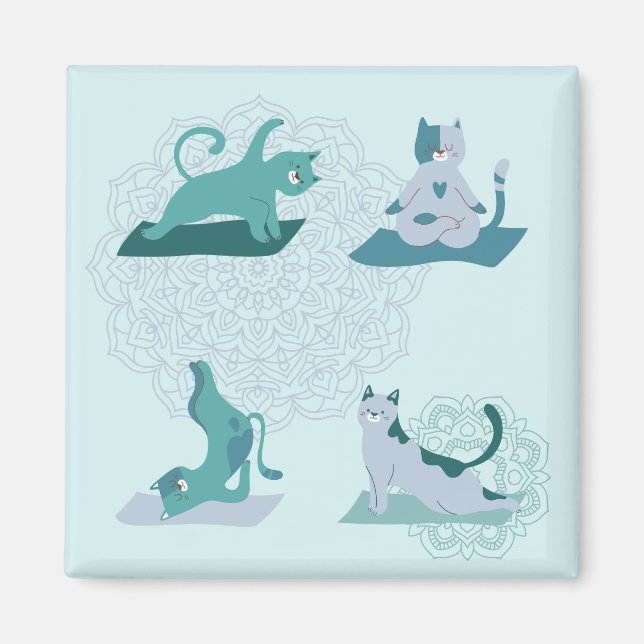 Íman Gatos de Yoga Verdes (Frente)