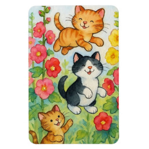 Íman Gatos-do-campo espumantes em jardim de flores