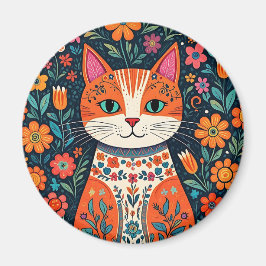 Íman Gatos e Flores de Arte Folical Whimsical