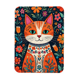 Íman Gatos e Flores de Arte Folical Whimsical