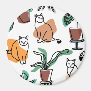 Íman Gatos e flores para desenho de linhagens