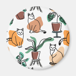 Íman Gatos e flores para desenho de linhagens