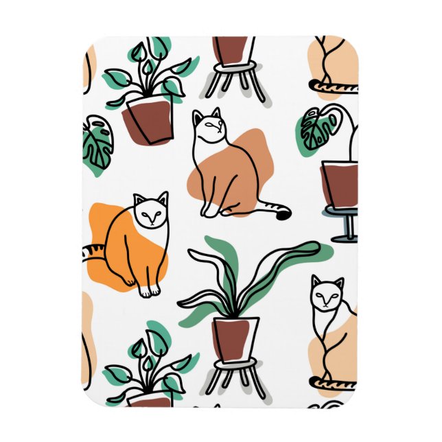 Íman Gatos e flores para desenho de linhagens (Vertical)