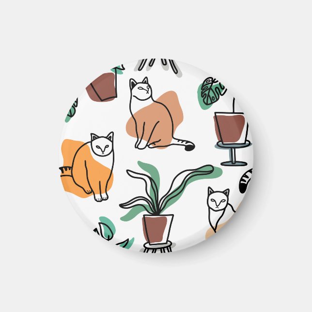 Íman Gatos e flores para desenho de linhagens (Frente)