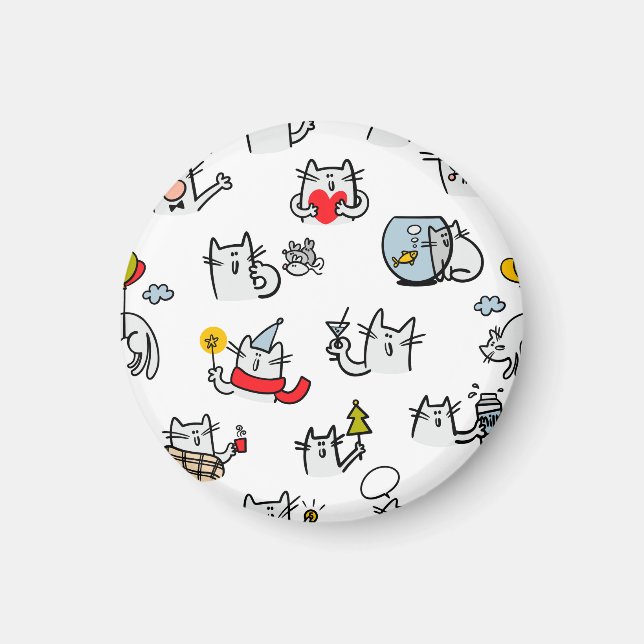 Íman Gatos engraçados, leite e magia. (Frente)