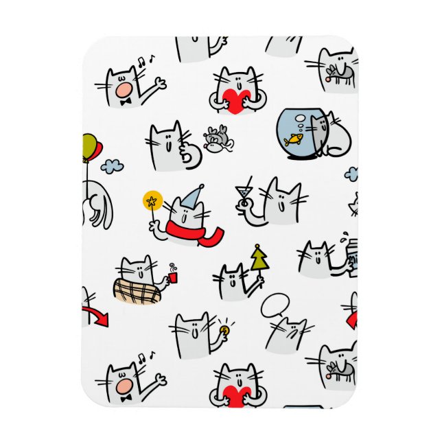 Íman Gatos engraçados, leite e magia. (Vertical)