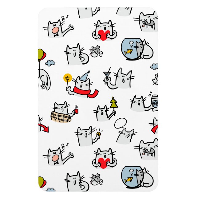 Íman Gatos engraçados, leite e magia. (Vertical)