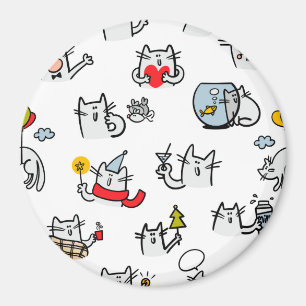 Íman Gatos engraçados, leite e magia.