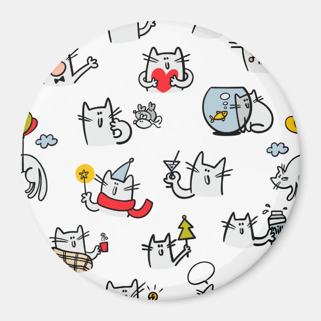 Íman Gatos engraçados, leite e magia. (Frente)