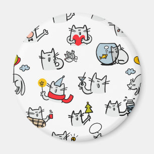 Íman Gatos engraçados, leite e magia.