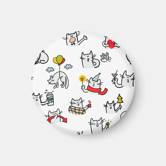Íman Gatos engraçados, leite e magia. (Frente)