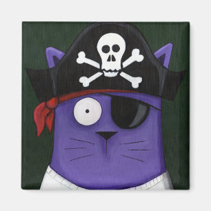 Íman Gatos Funky… Ímã do pardal do gato de Cap'n