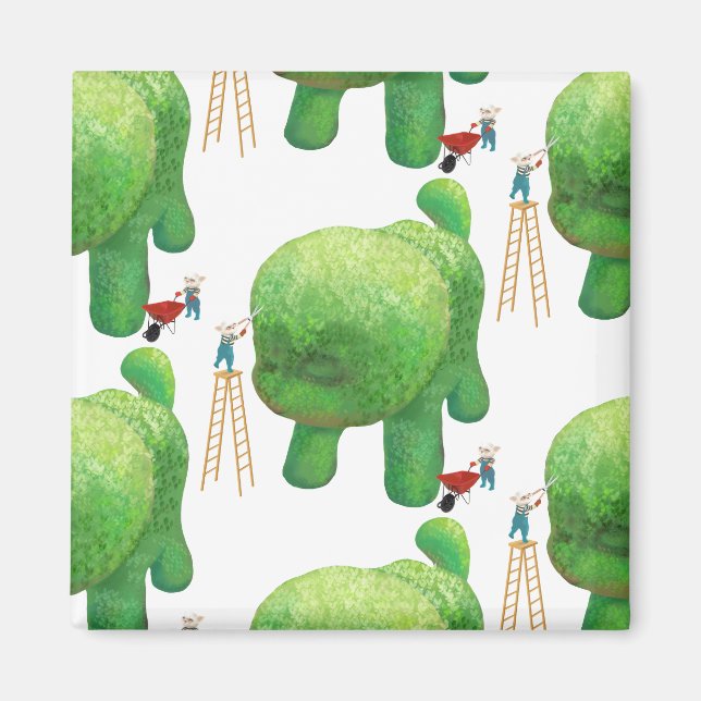 Íman Gatos-jardineiros e animais verdes (Frente)