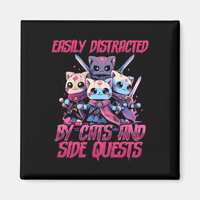 Íman Gatos Jogadores de Rpg Missão Lateral Desatentos M (Frente)
