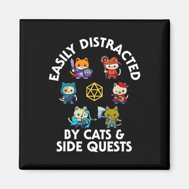 Íman Gatos Jogadores de Rpg Missão Lateral Divertido Ne (Frente)