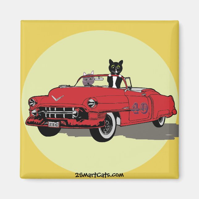 Íman Gatos Joy Riding Square Magnet (Frente)