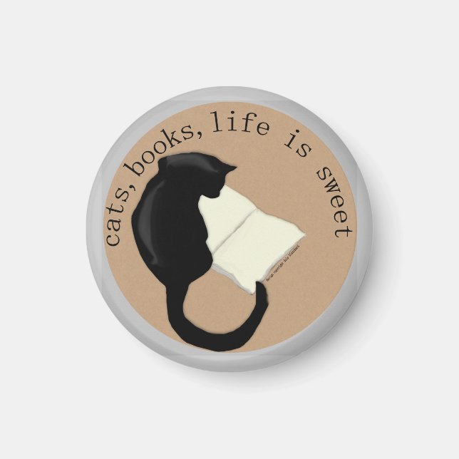 Íman gatos, livros, a vida é doce (Frente)