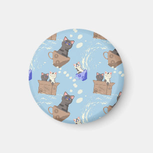 Íman Gatos na caixa e leite cai em azul