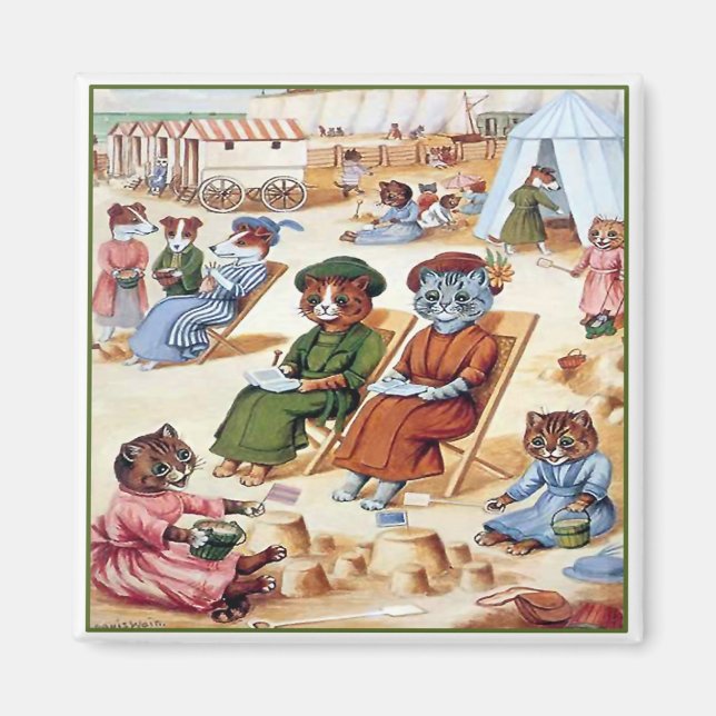 Íman Gatos na praia por Louis Wain (Frente)