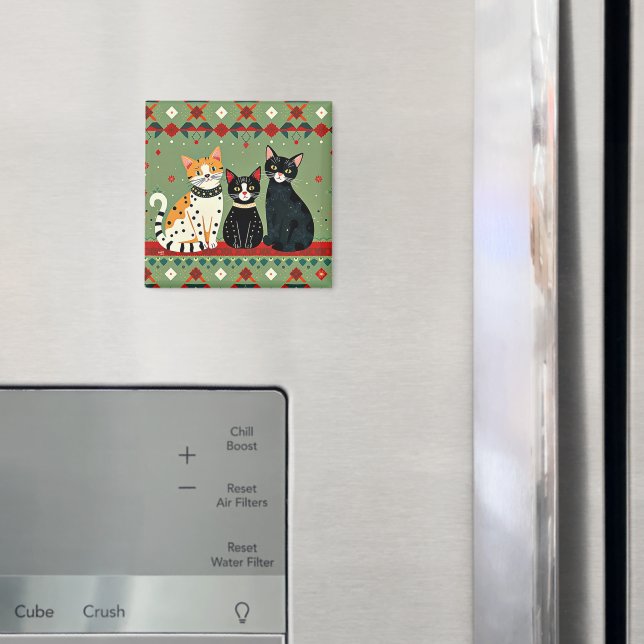 Íman Gatos natalinos retrô (In Situ (Fridge))