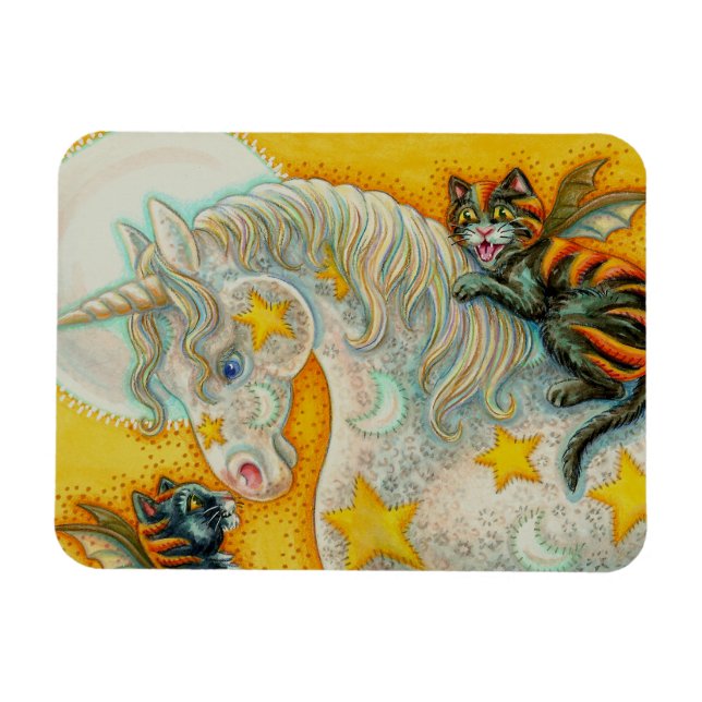 ÍMAN  GATOS NEGROS COM COR UNICORN HALLOWEEN (Horizontal)