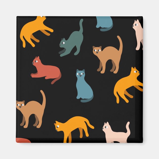 Íman Gatos no preto (Frente)