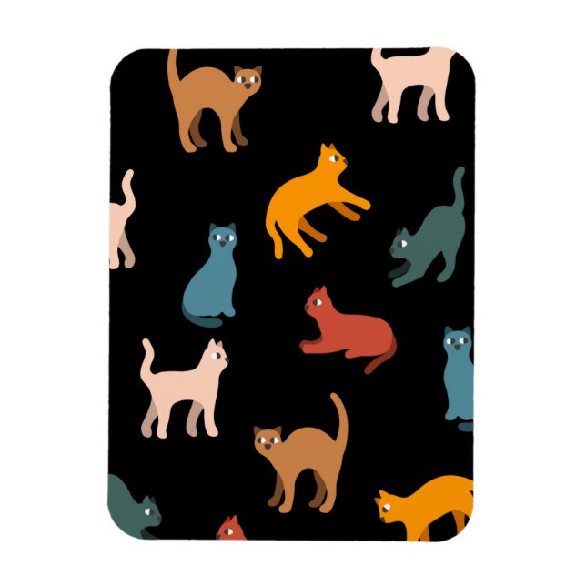 Íman Gatos no preto (Vertical)