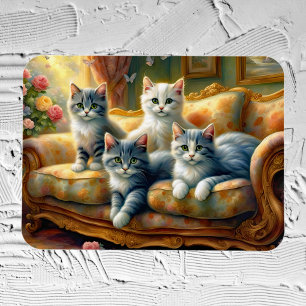 Íman Gatos no sofá - cena fofa no visual da safra