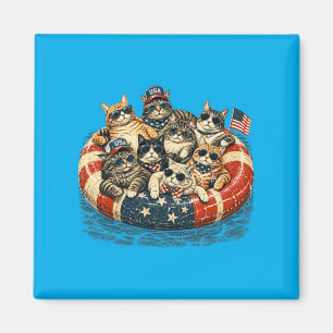 Íman Gatos Patrióticos Dos EUA Flutuador De Piscina Qua