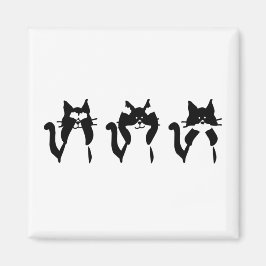 Íman Gatos Preto e Branco | Três Gatinhos Sábios