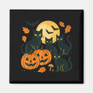 Íman Gatos Pretos Com Jack O Lanterns Lua E Morcegos